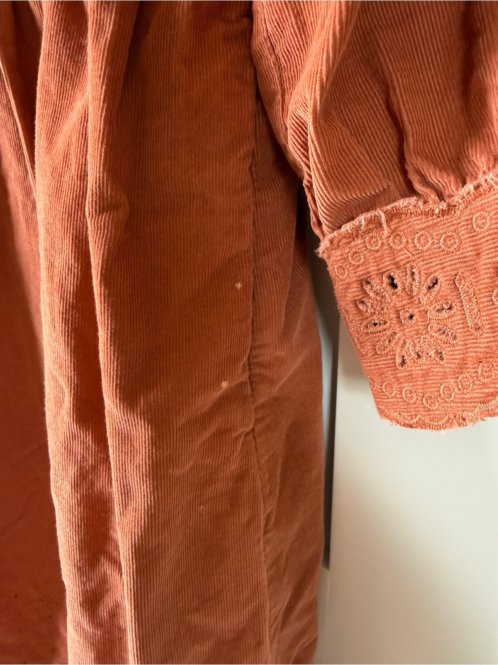 Madewell Cotton Corduroy Embroidered Square-Neck Mini Dress Medium - Picture 6 of 9